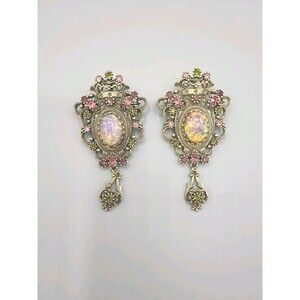 Sarah Coventry Contessa Faux Opal Rhinestone Crown Brooch Or Pendant Lot Of Two